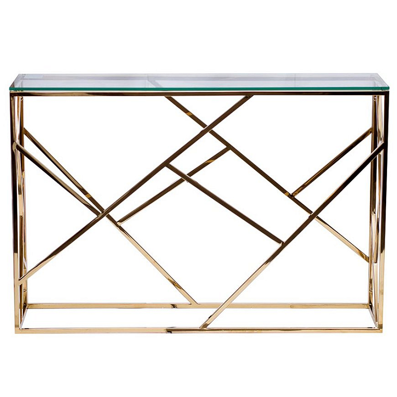 Консоль Serene Furnishing Gold Clear Glass Top Console Золотой Прозрачное Стекло в Рязани | Loft Concept 
