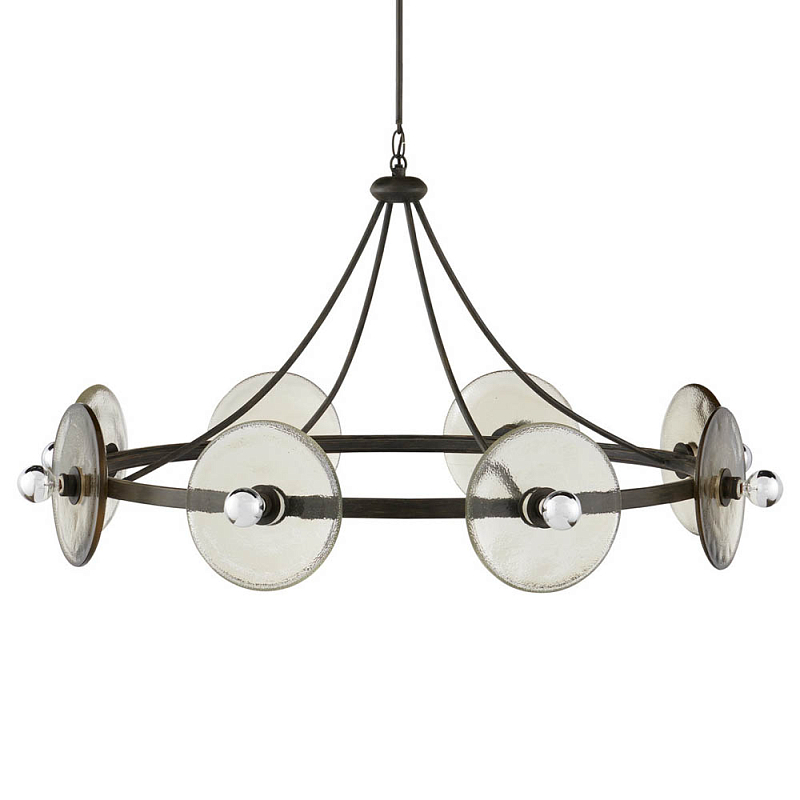 Люстра круглая с литыми стеклянными дисками Olympe Glass Chandelier Черный Прозрачное Стекло Люстра круглая с литыми стеклянными дисками Olympe Glass Chandelier Черный Прозрачное Стекло в Рязани | Loft Concept