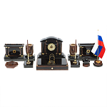 Настольный письменный набор с часами из природного камня обсидиана Peace Contract варинант исполнения - 1 | Loft Concept в Рязани