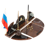 Настольный письменный набор с часами из природного камня обсидиана Oval Office варинант исполнения - 2 | Loft Concept в Рязани