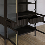 Витрина Primo со стеклянными фасадами и 2 ящиками Темный орех варинант исполнения - 5 | Loft Concept в Рязани