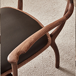 Стул деревянный с мягким сиденьем из коричневой натуральной кожи Moon Walnut Furniture варинант исполнения - 7 | Loft Concept в Рязани