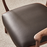 Стул деревянный с мягким сиденьем из коричневой натуральной кожи Moon Walnut Furniture варинант исполнения - 9 | Loft Concept в Рязани