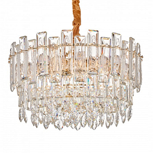 Круглая люстра с хрустальными подвесками на золотистом каркасе Gorgeous Crystal Light