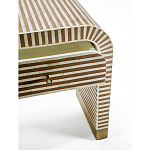 Тумбочка прикроватная с ящиком Tofino Stripes Bone Inlay Bedside Beige варинант исполнения - 3 | Loft Concept в Рязани