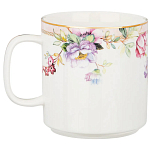 Кружка из фарфора белая с цветочным принтом 400 мл Flower Porcelain Collection варинант исполнения - 1 | Loft Concept в Рязани