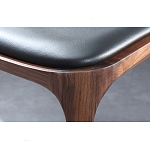 Стул деревянный с мягким сиденьем из черной натуральной кожи Moon Walnut Furniture варинант исполнения - 9 | Loft Concept в Рязани