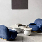 Дизайнерский журнальный стол с изогнутой столешницей на круглых ножках Rigilyr варинант исполнения - 3 | Loft Concept в Рязани