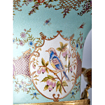 Ваза из голубого фарфора с рисунком птиц и цветов и декоративными элементами Blue Garden варинант исполнения - 9 | Loft Concept в Рязани