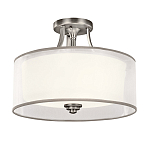 Потолочный светильник с двойным цилиндрическим плафоном из белого стекла и прозрачной органзы Kichler варинант исполнения - 7 | Loft Concept в Рязани