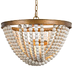 Люстра с подвесками в виде круглых деревянных белых бусин White Wooden Beads Chandelier варинант исполнения - 2 | Loft Concept в Рязани