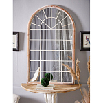 Зеркало-окно настенное в венецианском стиле с деревянной рамой бежевого цвета Venetian Smooth варинант исполнения - 5 | Loft Concept в Рязани