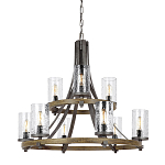 Люстра с цилиндрическим плафонами из толстого волнистого стекла в индустриальном стиле Feiss варинант исполнения - 1 | Loft Concept в Рязани