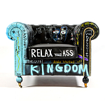 Кресло "Баския и Уорхол" Basquiat Warhol graffiti chair натуральная кожа варинант исполнения - 1 | Loft Concept в Рязани