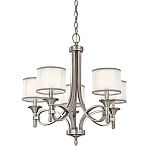 Люстра с белыми тканевыми абажурами в прозрачных стеклянных цилиндрах Kichler варинант исполнения - 6 | Loft Concept в Рязани