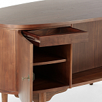 Дизайнерский письменный стол округлой формы с 4-мя ящиками и дверкой с полочками Rili варинант исполнения - 3 | Loft Concept в Рязани