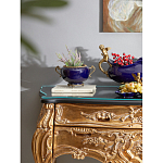 Чаша темно-синяя фарфоровая с бронзовыми ручками и ажурным ободком Eden Garden варинант исполнения - 4 | Loft Concept в Рязани