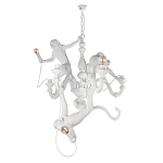 Люстра с тремя фигурами обезьян с лампочками в руках белого цвета Hanging Monkey варинант исполнения - 1 | Loft Concept в Рязани