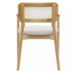 Стул обеденный с мягким сиденьем и спинкой из плетеного ротанга Wood and Textile Chair варинант исполнения - 4 | Loft Concept в Рязани