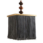 Люстра квадратная с бахромой и подвесом из деревянных бусин Psyche варинант исполнения - 2 | Loft Concept в Рязани