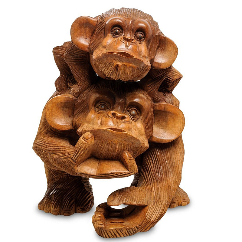 Статуэтка из дерева суар в виде обезьяны с детёнышем Mama Monkey Коричневый Статуэтка из дерева суар в виде обезьяны с детёнышем Mama Monkey Коричневый в Рязани | Loft Concept