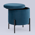 Синий пуф на черных ножках SANJAY варинант исполнения - 2 | Loft Concept в Рязани