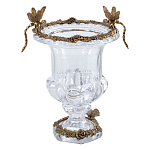 Ваза из прозрачного стекла на бронзовой подставке с ободком и ручками в виде стрекоз Eden Garden варинант исполнения - 1 | Loft Concept в Рязани