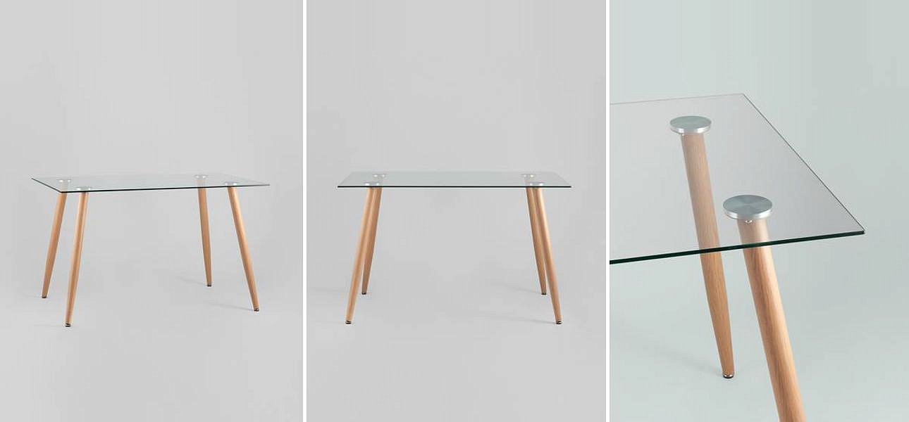Стол обеденный Wood and Glass Стеклянная столешница Стол обеденный Wood and Glass Стеклянная столешница - Loft-Concept в Рязани