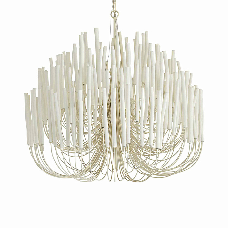 Люстра белая с несколькими ярусами деревянных палочек Bright Wooden Chandelier Белый Люстра белая с несколькими ярусами деревянных палочек Bright Wooden Chandelier Белый в Рязани | Loft Concept