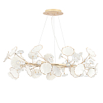 Люстра круглая с белыми лепестками из керамики и прозрачными хрустальными цветками Диаметр 82 см Wintery flovers варинант исполнения - 2 | Loft Concept в Рязани