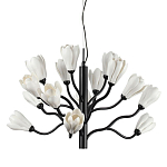 Люстра подвесная черного цвета с ветвями и белыми фарфоровыми цветами Floralis варинант исполнения - 1 | Loft Concept в Рязани