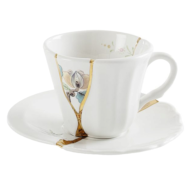 Кофейная пара Seletti Kintsugi 2 Белый Золотой Мульти Кофейная пара Seletti Kintsugi 2 Белый Золотой Мульти в Рязани | Loft Concept