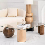 Дизайнерский журнальный стол с прозрачной столешницей и ножками в форме геометрических фигур Pytusin варинант исполнения - 2 | Loft Concept в Рязани