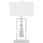 Настольная лампа с прямоугольным тканевым абажуром на белом мраморном основании Silver Threads варинант исполнения - 3 | Loft Concept в Рязани