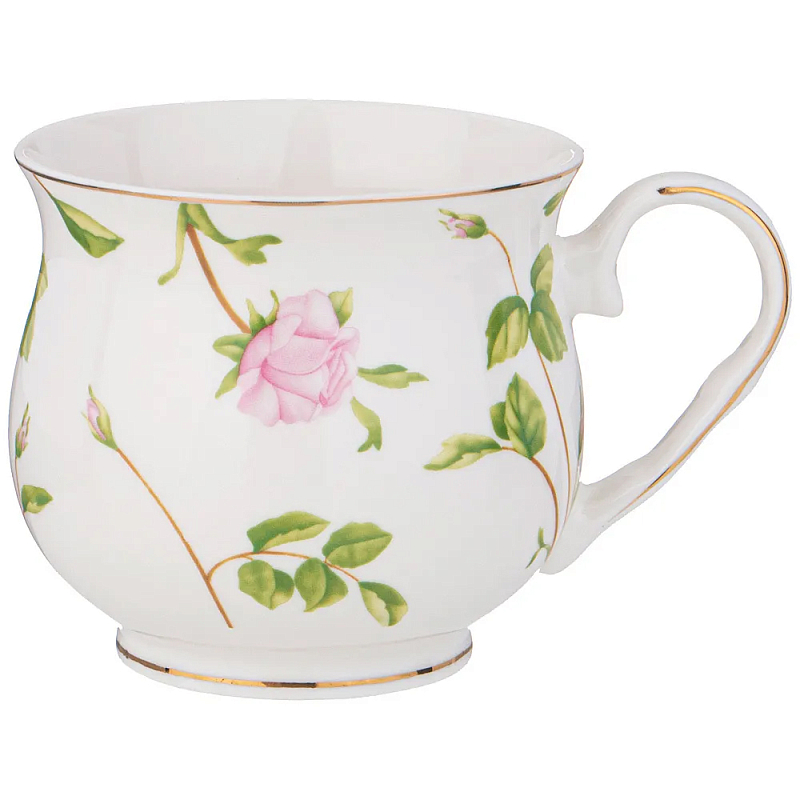 Кружка фарфоровая белая с цветочным принтом 480 мл Flower Porcelain Collection Белый Мульти Кружка фарфоровая белая с цветочным принтом 480 мл Flower Porcelain Collection Белый Мульти в Рязани | Loft Concept