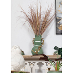 Ваза зеленого цвета из фарфора с бронзовыми ручками в виде драконов и рельефным цветочным декором Eden Garden porcelain and bronze варинант исполнения - 7 | Loft Concept в Рязани