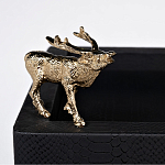 Стол сервировочный кожаный с декором в виде золотистой фигуркой лося Embodiment of Style варинант исполнения - 2 | Loft Concept в Рязани