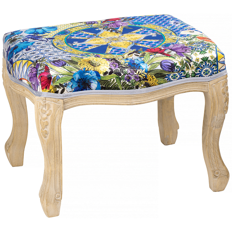 Банкетка French Seating romance of flowers Синий Бежевый Банкетка French Seating romance of flowers Синий Бежевый в Рязани | Loft Concept