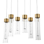 Люстра c 6-ю стеклянными плафонами золото Sparkling Bubbles Tube Gold Hanging Lamp варинант исполнения - 2 | Loft Concept в Рязани