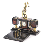 Настольный письменный набор из яшмы с часами в подарочной упаковке Manager Organizer варинант исполнения - 2 | Loft Concept в Рязани