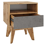 Тумба прикроватная с ящиком и фасадом цвета серый бетон Grace of Furniture варинант исполнения - 2 | Loft Concept в Рязани