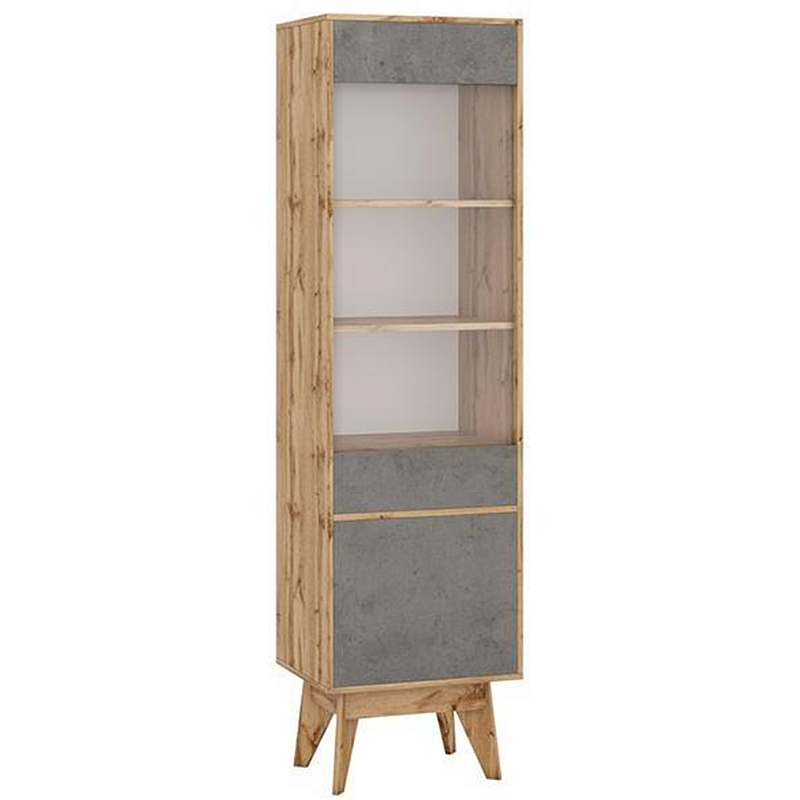 Шкаф-витрина с фасадом цвета серый бетон и стеклянной дверкой Grace of Furniture Серый бетон Прозрачный Древесина Шкаф-витрина с фасадом цвета серый бетон и стеклянной дверкой Grace of Furniture Серый бетон Прозрачный Древесина в Рязани | Loft Concept