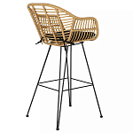 Стул барный с ротанговым плетением Half Bar Chair with Wicker с подлокотниками варинант исполнения - 4 | Loft Concept в Рязани