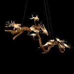 Люстра подвесная линейная с прозрачными стеклянными птичками на ветвях Serip Voa варинант исполнения - 9 | Loft Concept в Рязани