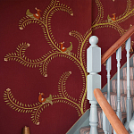 Обои с вышивкой ручной работы Fyodor Original colourway on Merlot linen варинант исполнения - 2 | Loft Concept в Рязани