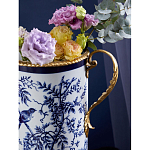 Ваза с бронзовыми ручками и синим цветочным узором Blue & White Ornament варинант исполнения - 6 | Loft Concept в Рязани