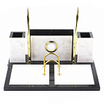 Настольный письменный набор из белого мрамора с часами Marble Accessory варинант исполнения - 1 | Loft Concept в Рязани