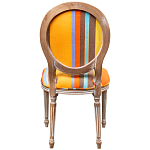 Стул бежевый в разноцветную полоску из натурального бука с изображением птиц и цветов Blooming Blue Birds Colorful Stripes Chair варинант исполнения - 3 | Loft Concept в Рязани