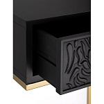 Приставной столик с резным узором на выдвижном ящике Black Table Carved Pattern варинант исполнения - 3 | Loft Concept в Рязани
