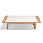 Дизайнерский кофейный стол из дерева с керамической столешницей уличный SWAY Coffee Table варинант исполнения - 5 | Loft Concept в Рязани